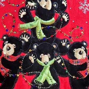 Decorated Original's Women's Christmas Velvet Bears Sweatshirt Size XL Holiday